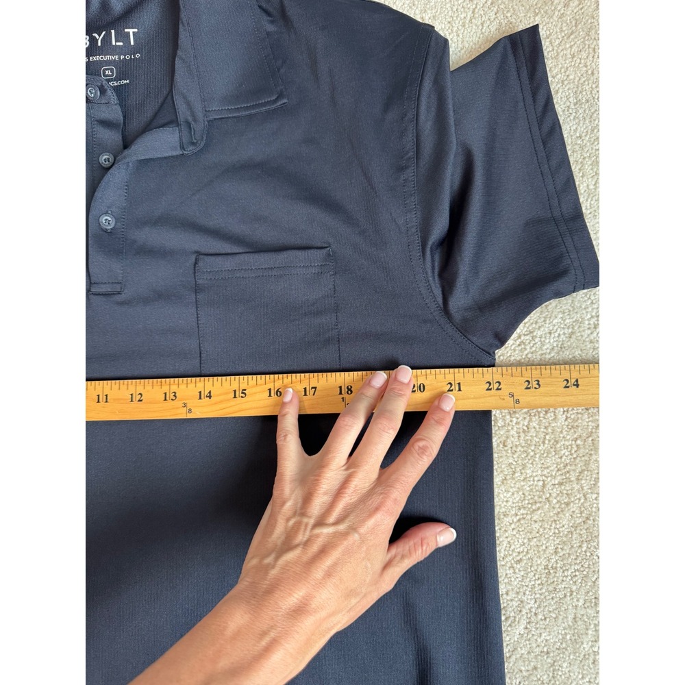 BYLT Drop Cut Executive Polo Mens XL Black Short Sleeve Pocket Performance Shirt - Picture 10 of 11